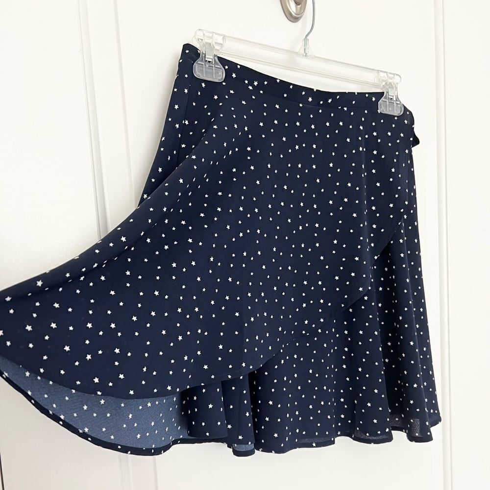 Navy wrap skirt with white stars